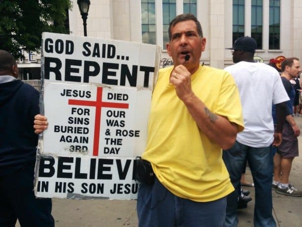 Yankee Repent Man Sign