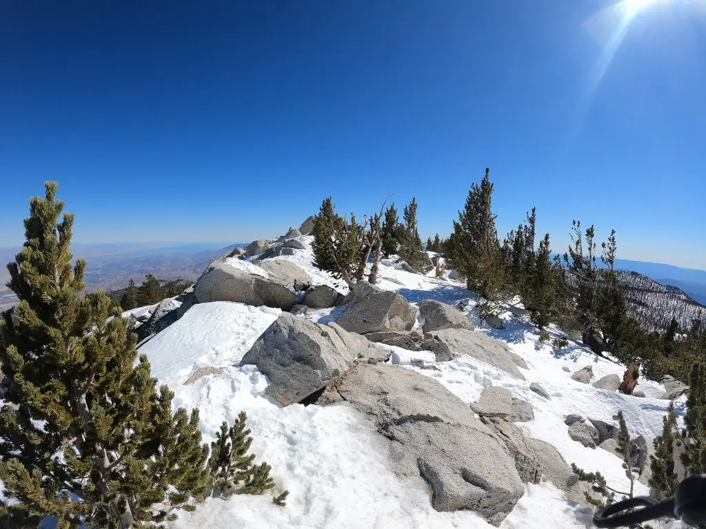 A snowy mountain summit