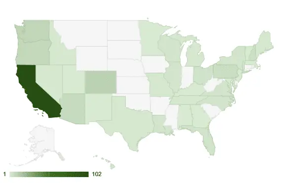 2023 JMT Hiker US State Territory Graph