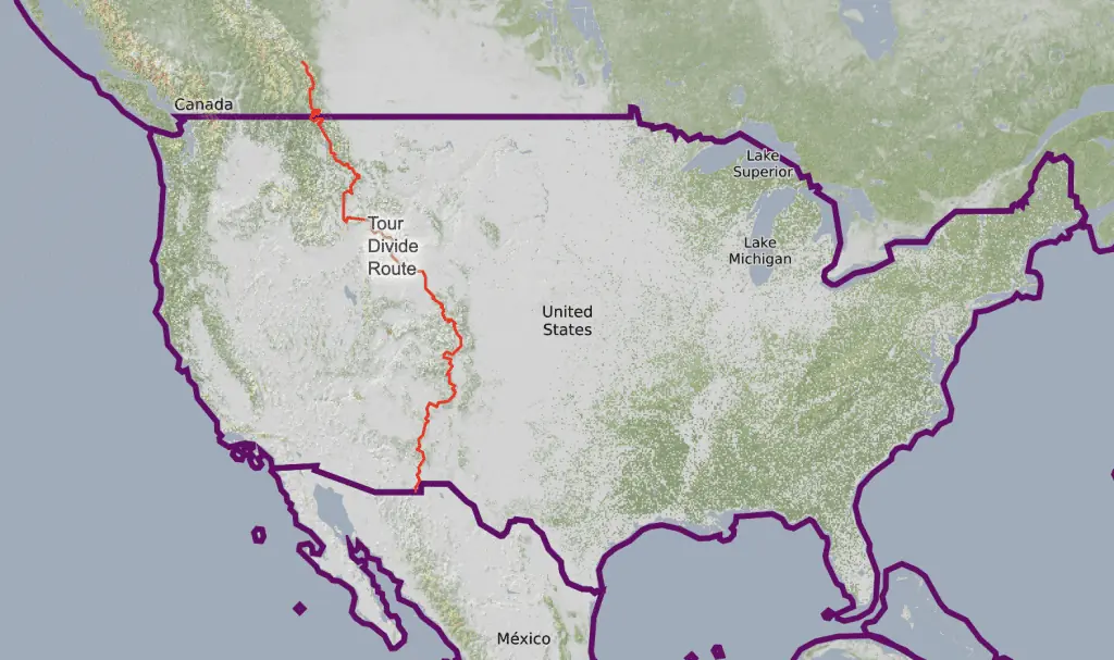 Tour Divide Route Overview Map