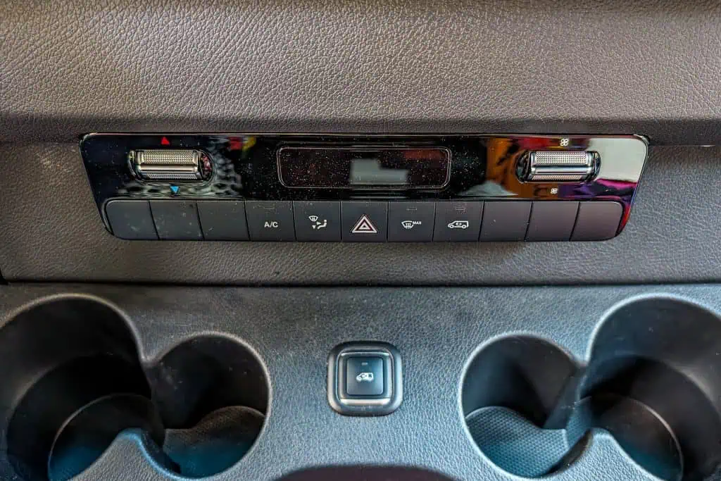 The climate controls on the 2023 Sprinter Van